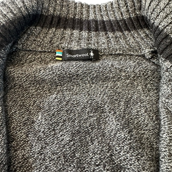 SMARTWOOL RIPPLE RIDGE HALF ZIP CHARCOAL GREY MERINO BLEND SWEATER - Picture 12 of 16